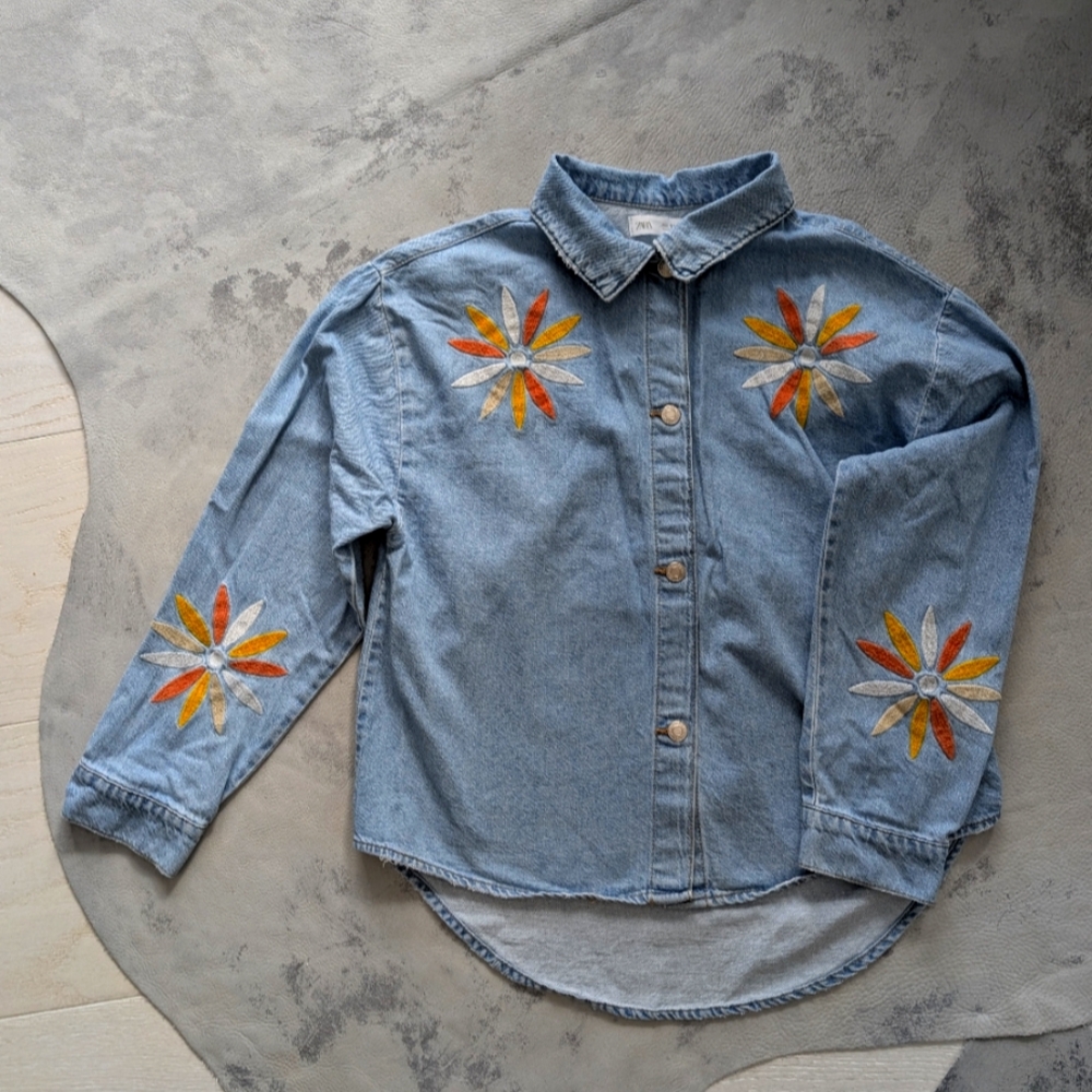 Zara Girls Embroidered Denim Shirt/Jacket